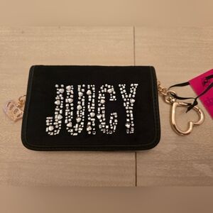 Juicy Couture NWT Black Liquorice Shine Bright Embellished Keychain Wallet